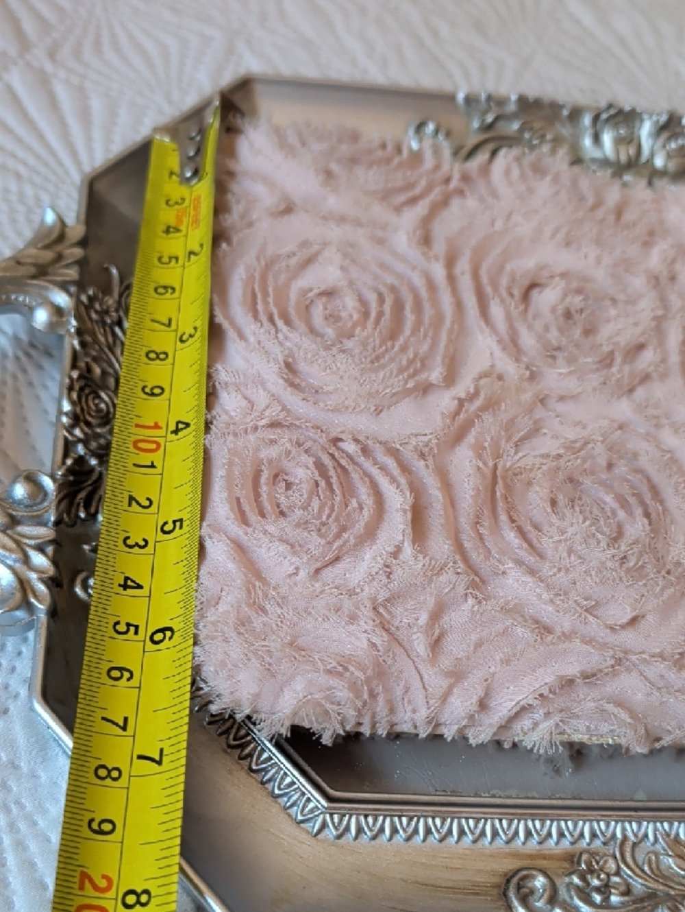 Blush Pink Rosette Chenille Clutch - Picture 3 of 7